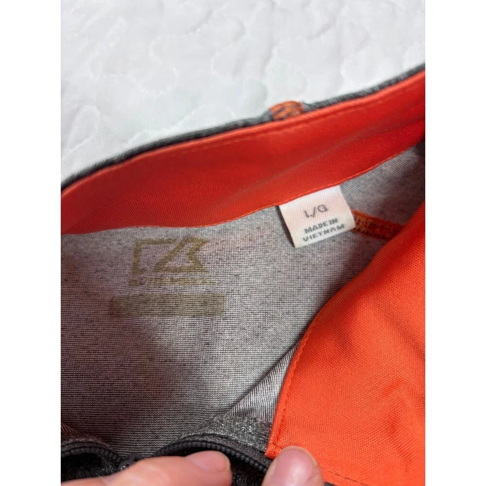 Becks Men’s Grey Orange Quarter Zip Pull Over Athletic Sweater size large